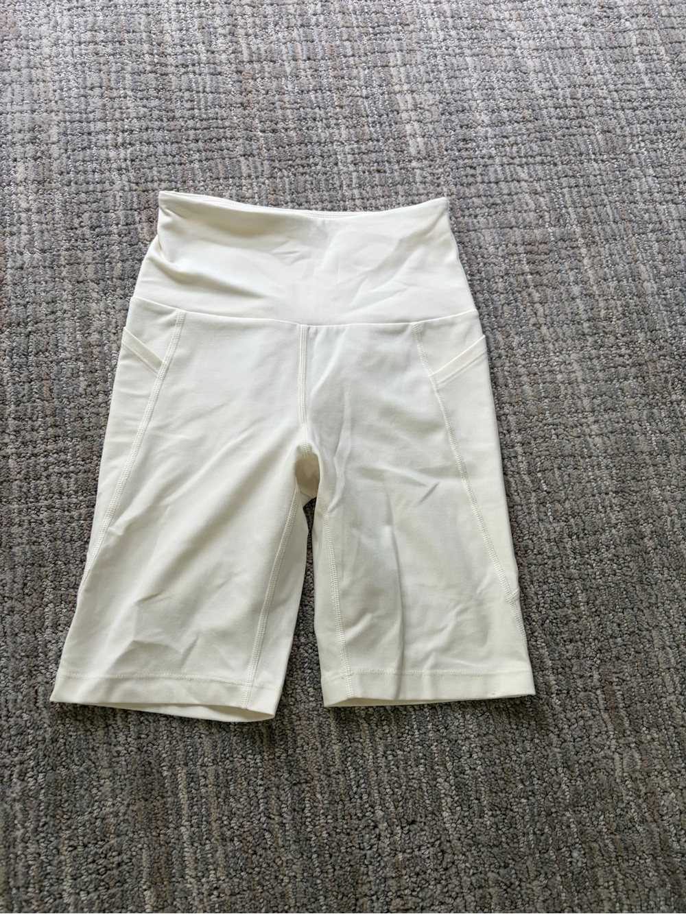 Fabletics High-Waist Cream Bike Shorts